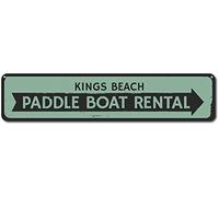 INGA Yard Street Sign 10 x 40 cm Paddle Boat noleggio Cartello Personalizzato Spiaggia Freccia Cartello Personalizzato