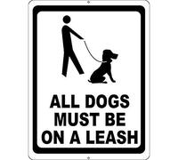 INGAll Dogs Must Be On A Leash Sign Metal Help Keep Pets Under Control in The Community Warning Sign 20 x 30 cm