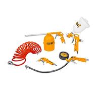 Ingco Akt0053 Set Kit Accessori Per Compressore Utensili Ad Aria Compressa 5 Pezzi Aerografo Pistola A Spruzzo Gonfiaggio Lavaggio Soffiaggio