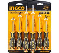 INGCO Assortimento di 6 Giraviti Con Impronta ad Intaglio e Croce