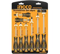 INGCO Assortimento di 8 Giraviti Con Impronta ad Intaglio e Croce