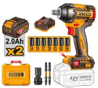 INGCO - Avvitatore Impulsi Brushless 42V | 600Nm | 1/2" | Kit 2 Batterie