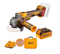 INGCO CAGLI211542 Smerigliatrice Batteria Brushless 115mm 2 Batterie + Dischi