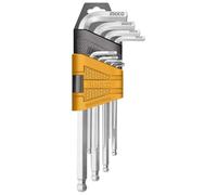 INGCO Set chiavi a brugola HHK12091 - Assortimento 9 chiavi corte Ball/Point