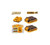 INGCO FBCPK1222E Kit 2 Batterie 20V 2AH al Litio + Caricabatteria