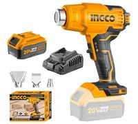 Ingco Hgli20025 Termosoffiatore a Batteria 20 V 4 Ah Pistola Termica ad Aria Calda in Valigetta Fino a 550 gradi