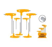 INGCO HHKT80818 Set 8PZ Chiavi Esagonali a T Lunghe da 2 a 10mm con supporto