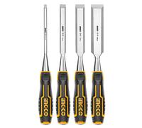 INGCO HKTWC0401 - Set di 4 scalpelli per legno per falegnameria, 6/12/19/25 mm