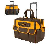 Ingco Hrrtb2015 Borsa Porta Attrezzi 19 Tasche Struttura Rigida Portattrezzi Utensili Sistema Trolley Con Maniglia Telescopica e Ruote
