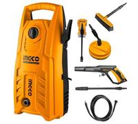 Ingco Idro1400Set2man Idropulitrice 1400 W 130 Bar Set con Lancia Spazzola Triangolare e Spazzola circolare Rotante
