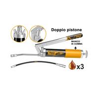 Ingco INGRASSATORE A Mano Doppio PISTONE + Tubi + testine - 400cc - Pompa INGRASSAGGIO GRG015002