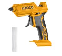 INGCO Pistola per colla a batteria agli ioni di litio da 20 V, batteria e caricabatterie non inclusi, 3 bastoncini di colla (solo corpo) CGGLI2001