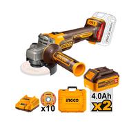INGCO CAGLI211542 Smerigliatrice Batteria Brushless 115mm 2 Batterie + Dischi