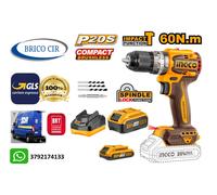 INGCO TRAPANO A PERCUSSIONE COMPACT BRUSHLESS A BATTERIA X 2 +CAR-BATTERIE