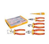 INGCO VDE - Set di 5 pinze isolate da 1000 V, pinze universali da 17,8 cm, pinze da taglio diagonale da 15,2 cm, 1 matita per test HKTV01P051