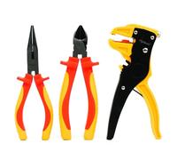 INGDAUM Set pinze VDE 3 pezzi - Tronchese, pinza a becchi lunghi e pinza spelafili semi-automatica 160 mm - Isolate fino a 1000 V - IEC 60900 - Utensili professionali per elettricisti (Version 3.2)