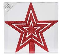 Inge Christmas Goods - Puntale per albero di Natale a forma di stella, punta per abete di Natale, 21 cm, colore rosso