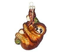 Inge-glas Bicchiere da 10 cm, bradipo con brillantini, palline di Natale, giungla, animali marroni