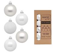 Inge Glas Magic - Palline di Natale piccole, 36 palline da 4 cm, in vetro (Just White, bianco opaco/lucido)