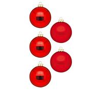Inge Glas Magic - Palline di Natale piccole, 36 palline da 4 cm, in vetro (rosso ciliegia, rosso opaco/lucido)