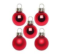 Inge Glas - Mini palline di Natale da 2 cm, 25 pezzi, in scatola di cartone (rosso natalizio e rosso lucido e opaco)