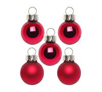 Inge Glas - Mini palline di Natale da 2 cm, 25 pezzi, in scatola di cartone (rosso scuro e rosso lucido e opaco)