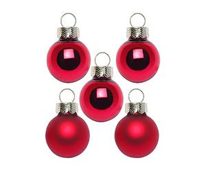 Inge Glas - Mini palline di Natale da 2 cm, 25 pezzi, in scatola di cartone (rosso scuro e rosso lucido e opaco)