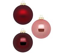 Inge Glas - Palline di Natale da 10 cm, in scatola di cartone, 6 palline XL per albero di Natale grandi, in vetro (rosa vintage, bordeaux, rosa antico)