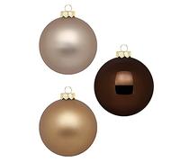 Inge Glas - Palline di Natale da 10 cm, in scatola di cartone, 6 palline XL per albero di Natale grandi, in vetro (elegante lounge | marrone beige crema)