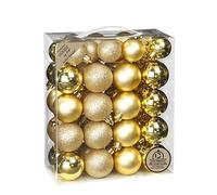 Inge-glas Palline di Natale oro | Ø 4 + 5 cm | 44 pezzi | plastica infrangibile | lucide e opache | Set di palline per albero di Natale e decorazioni