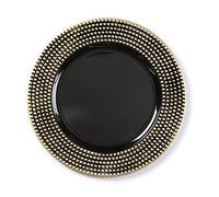 Inge-glas piatto decorativo argento oro rosso bordo fustellato 33 cm plastica decorativo a scelta, Plastica Vetro, Piatto decorativo con borchie dorate e nere., 33 cm