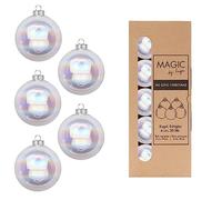 Inge-glas Set di 20 palline di Natale in vetro da 6 cm, in scatola di cartone, chiare e iridescenti