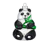 Inge-glas Vetro 12 cm panda con palline di Natale in bambù, animali selvatici, nero e bianco