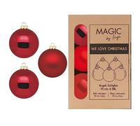 Inge - Palline di Natale in vetro, 10 cm, 6 pezzi, colore: Rosso