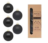 Inge - Palline per albero di Natale, in vetro, 6 cm, 20 pezzi, colore: Nero