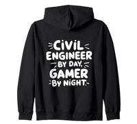 Ingegnere Civile di Day Gamer by Night Ambiente Naturale Felpa con Cappuccio