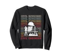 Ingegnere Civile Multi Colore Vintage Ripetizione Ingegneria Civile Felpa