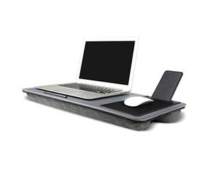 Ingenious Vassoio da scrivania portatile grande tavolo per cuscino divano letto supporto computer 17" slot tablet telefono tappetino mouse integrato telelavoro casa