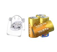 Ingenuity 12184, Altalena Compatta Pieghevole, Cuddle Lamb, 1 Unità (Confezione da 1) & VARTA Longlife Batterie C Baby LR14 (pacco da 4) Batteria alcaline - Made in Germany