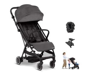Ingenuity 3D Travelmate Pro Passeggino Leggero Viaggio con Pedana Amico Pieghevole, Compatibile Vano Bagagliaio Aereo, Pronto Seggiolino Auto, Piega a Una Mano, Protezione, Nero