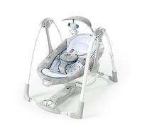 Ingenuity ConvertMe 2-in-1 Altalena compatta portatile automatica e seggiolino per neonati, vibrazioni a batteria, suoni della natura, 0-9 mesi (Nash)