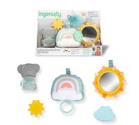 Ingenuity, Set Calm Springs Soothing Essentials giocattolo musicale, sonaglio, specchio, 2 anelli per dentizione del bambino