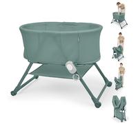 Ingenuity Snooze & Stow Culla Portatile Pieghevole Una Mano, Suoni Luci Vibrazioni, Verde