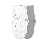Ingenuity SwaddleMe, Swaddle Neonato Collezione Monogram 100% Cotone, 0-3 Mesi, Design Tasca, 1.0 TOG, Confezione 2 - Sunset Space