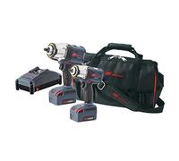 Ingersoll Rand IQV20-K201 Cordless Impact Wrench Combo Kit w/ W7152 1/2" High Torque Impact Wrench, W5133 3/8" Compact Impact Wrench, 2 batterie, caricatore universale e borsa per attrezzi