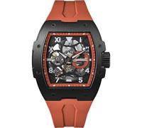Ingersoll The Play I15304 - Orologio automatico da uomo, 45 mm, con quadrante scheletrato nero e cinturino in poliuretano arancione