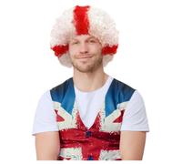 Inghilterra Bandiera Parrucca Afro Inglese Euro Costume Novità George A Uomo La