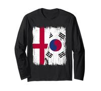 Inghilterra Corea del Sud Mezza Bandiera Inglese Corea del Sud Maglia a Manica