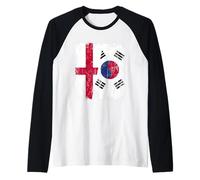 Inghilterra Corea del Sud Mezza Bandiera Inglese Corea del Sud Maglia con Maniche Raglan