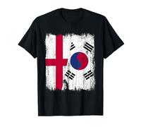 Inghilterra Corea del Sud Mezza Bandiera Inglese Corea del Sud Maglietta